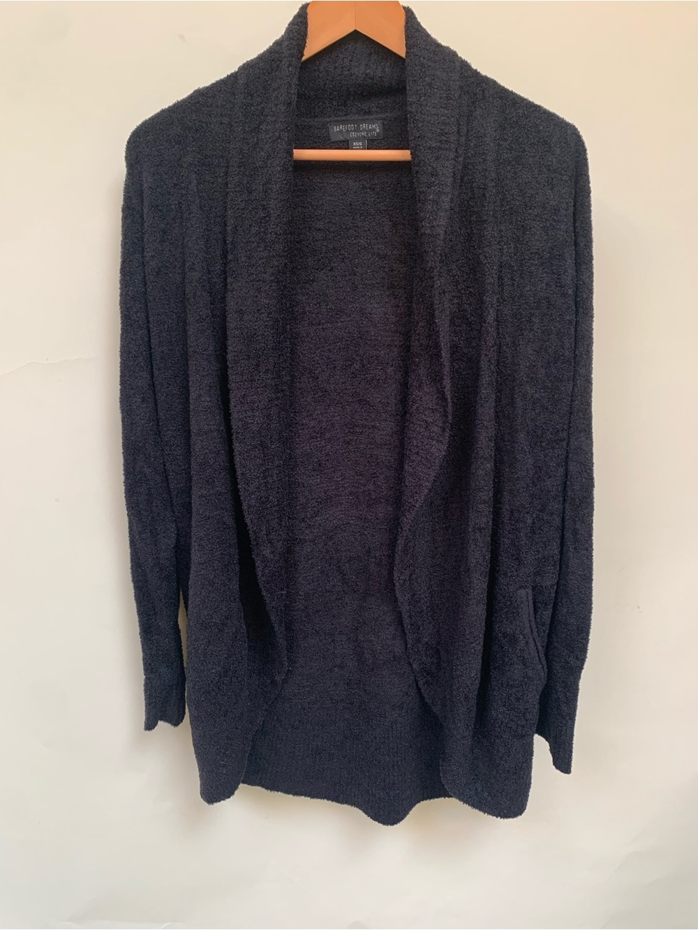 Barefoot Dreams CozyChic Lite Circle Cardigan Women XS/S Black Open Front 452